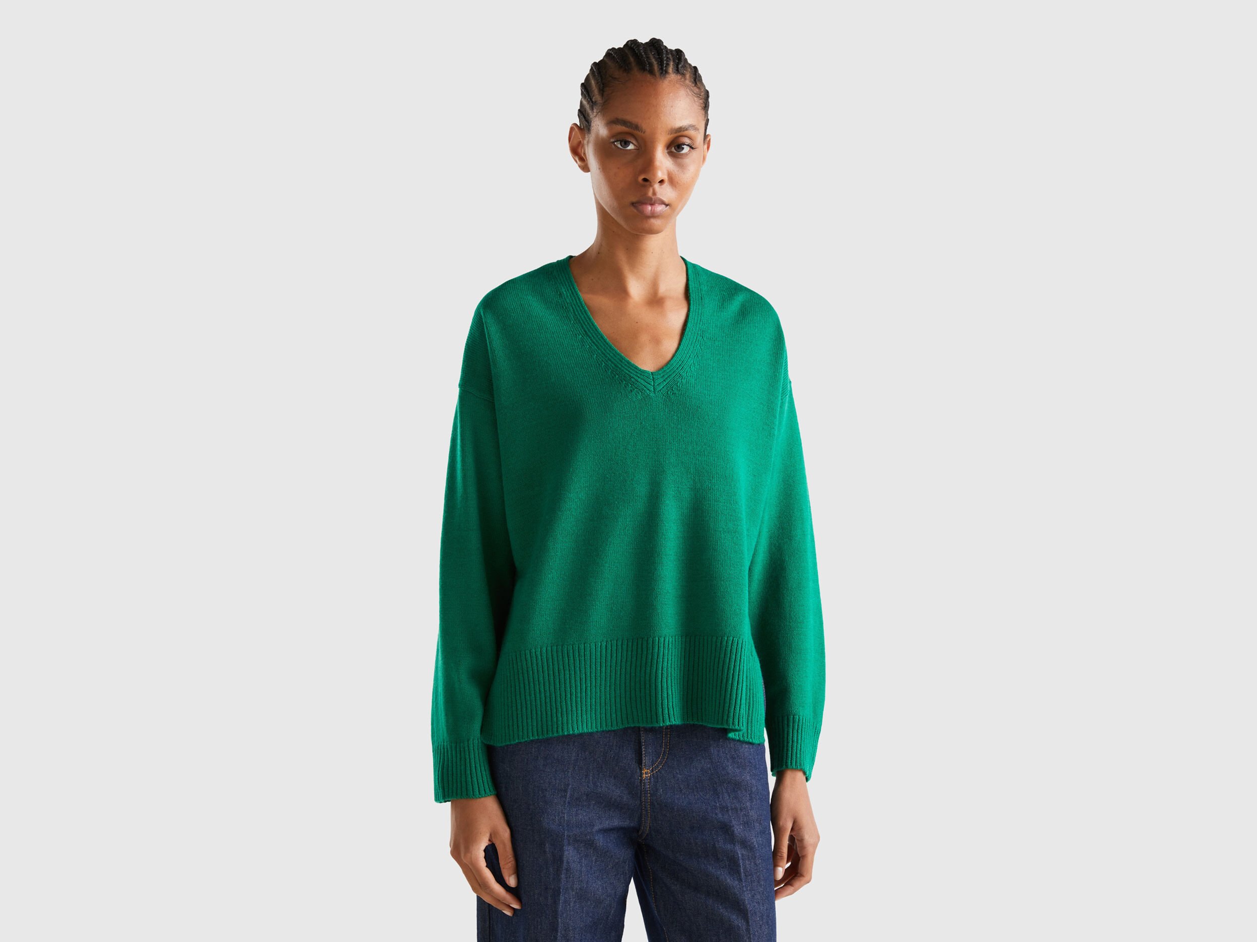 Pull col V over fit Vert Benetton