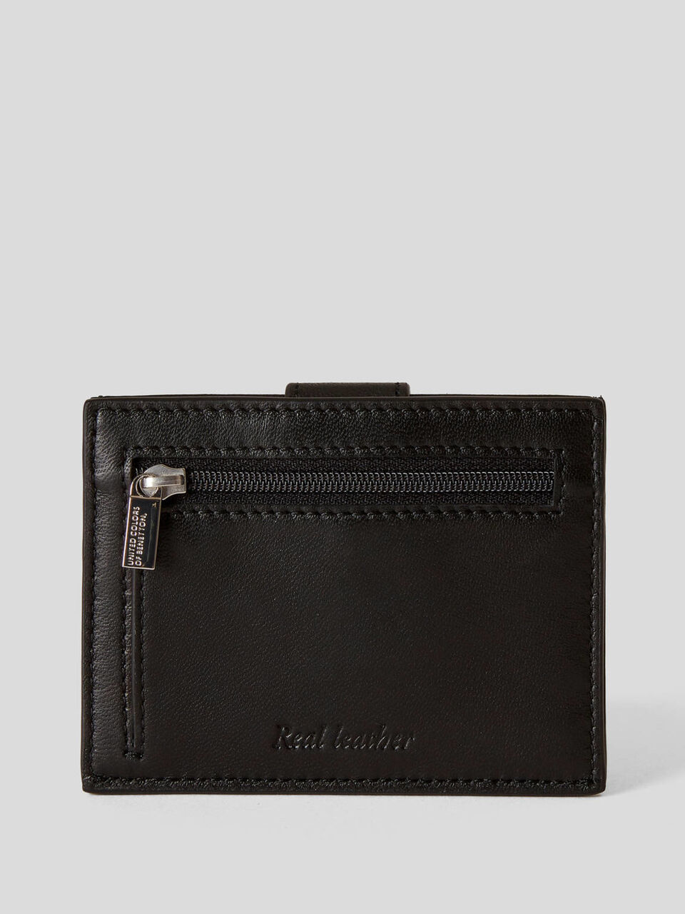 Portefeuille compact en cuir véritable image number 2