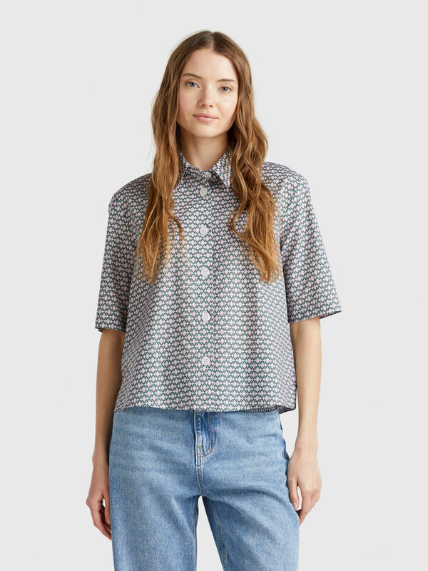 Chemise à motifs en coton léger Femme
