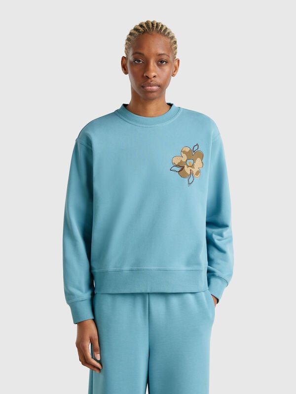 Sweat avec broderie florale Femme