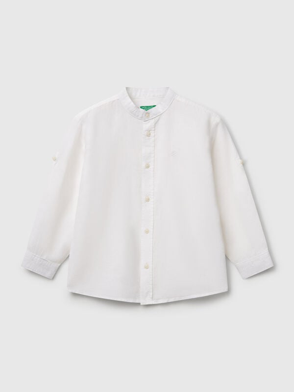 Chemise mandarine en lin mélangé Garçon