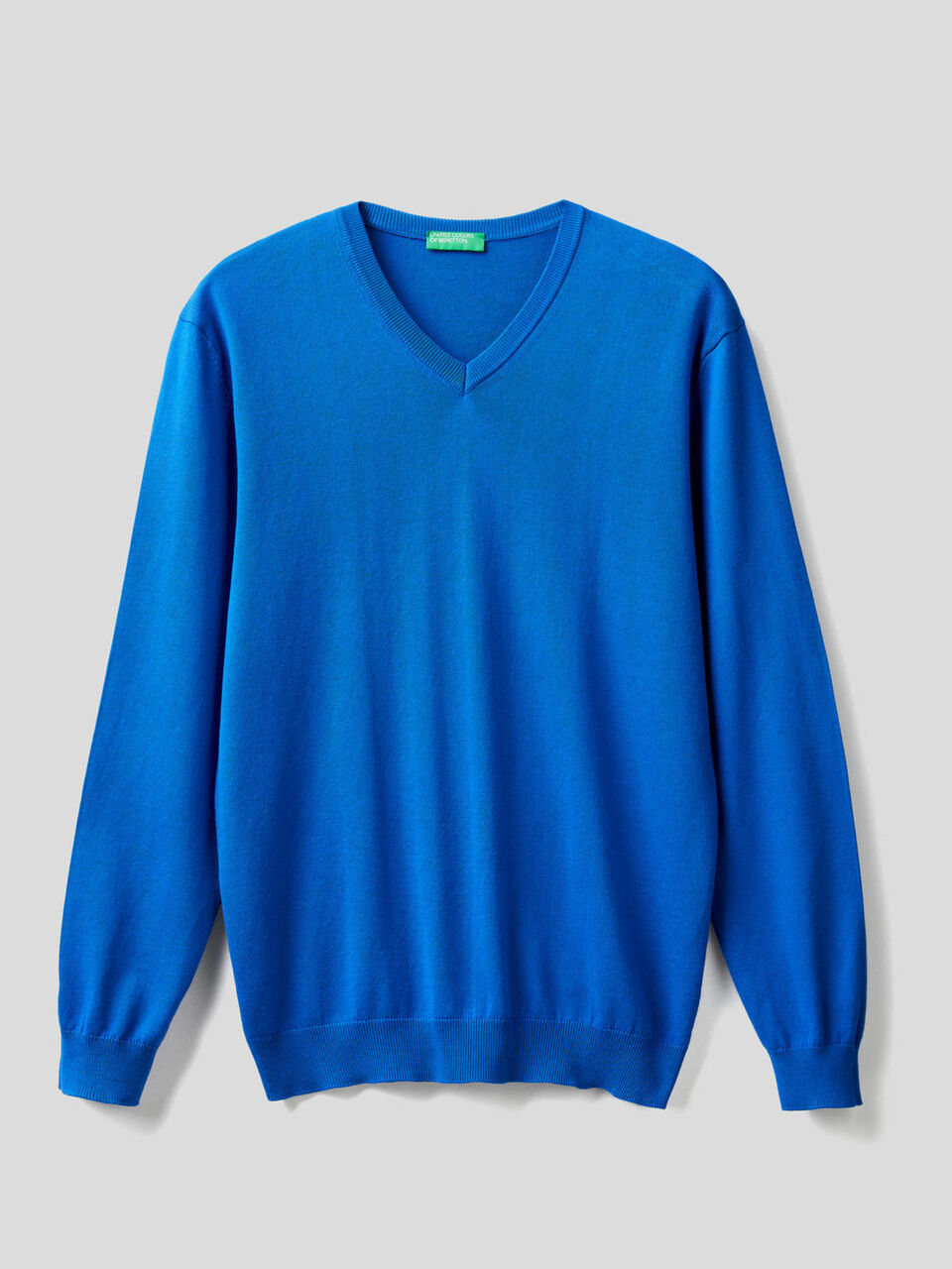 Pull en pur coton avec col en V image number 1