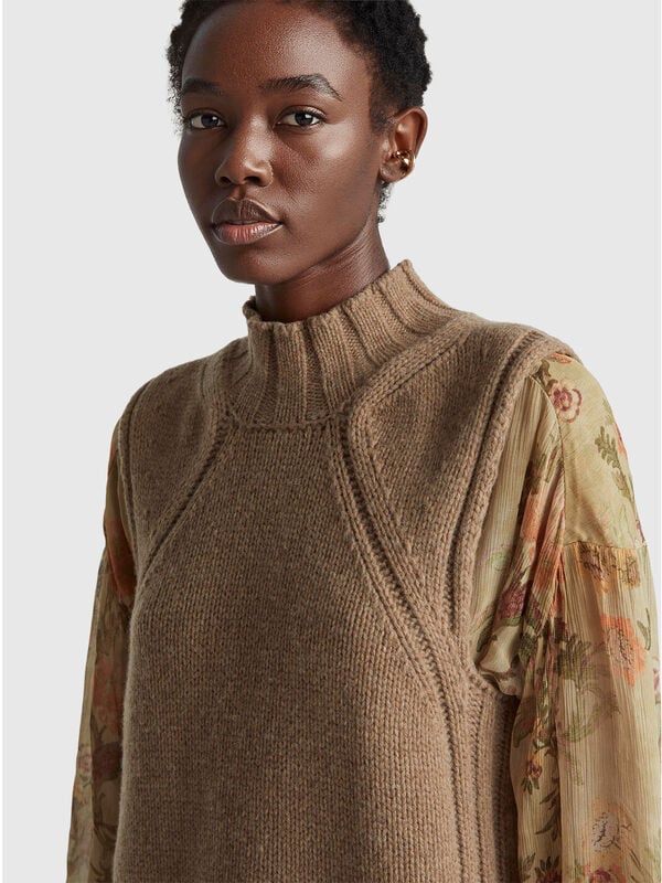 Gilet à col roulé coupe régulière Femme