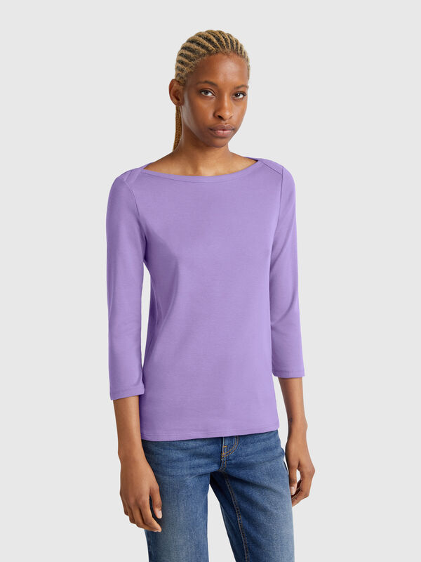 T-shirt 100 % coton à encolure bateau Femme