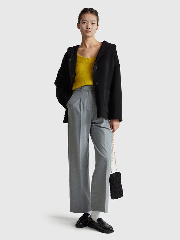 Veste à capuche en mélange de laine Femme