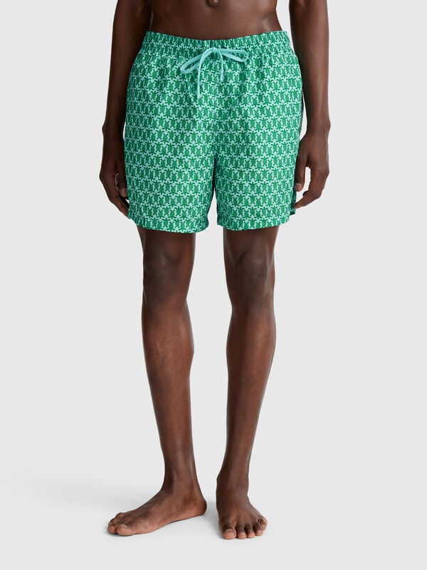 Short de bain en nylon à motifs Homme