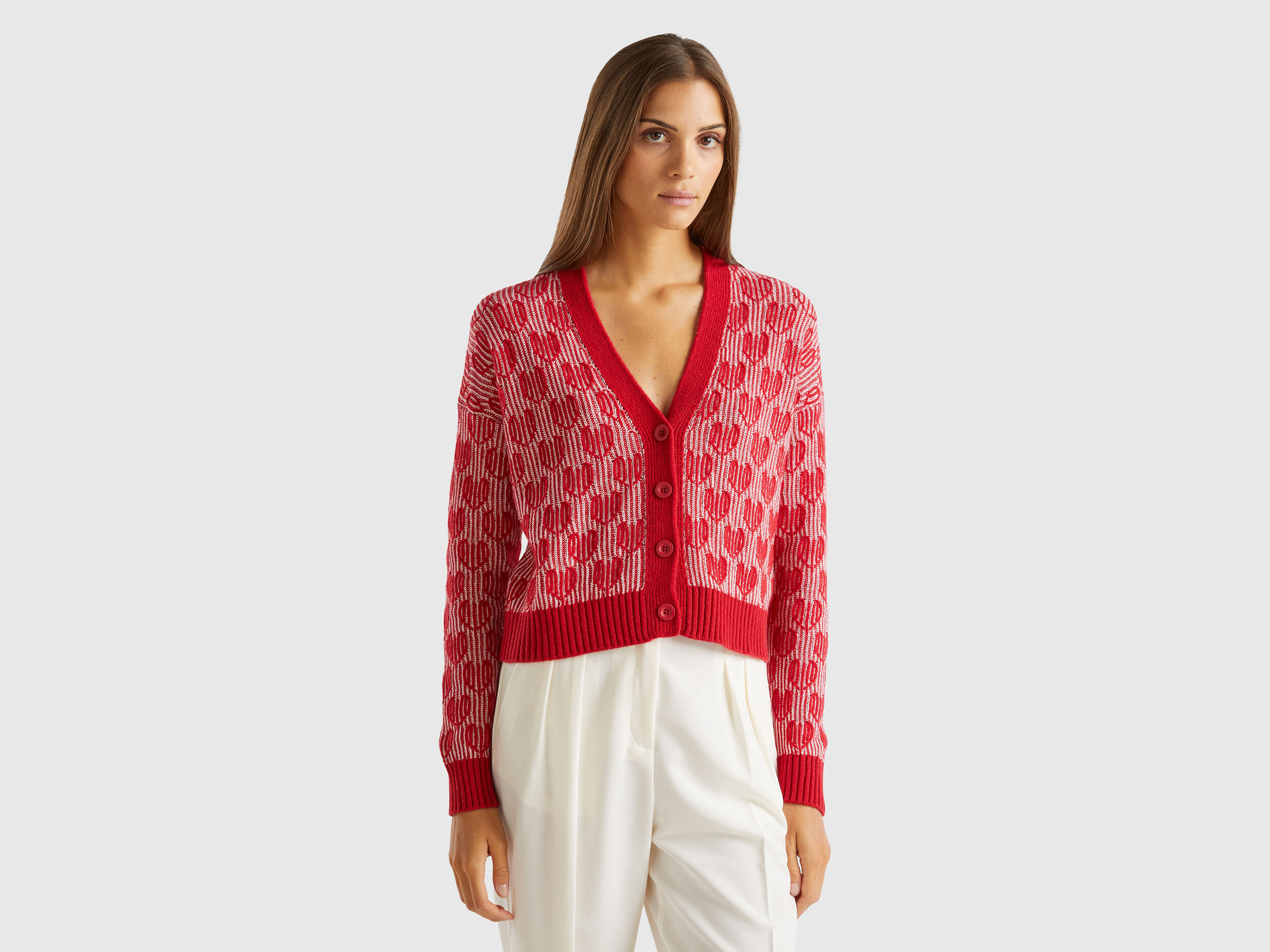 Gilet a intarsia c urs Rouge Benetton