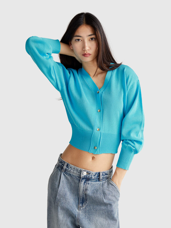 Cardigan en maille col V Femme