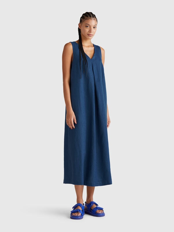 Robe sans manches en pur lin Femme