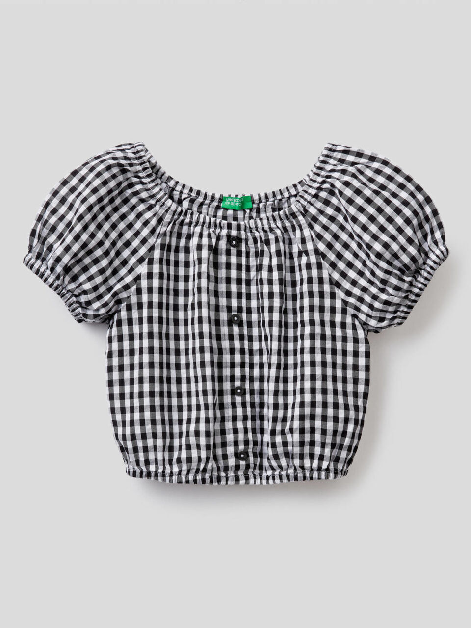 Blouse cropped à motif vichy image number 1