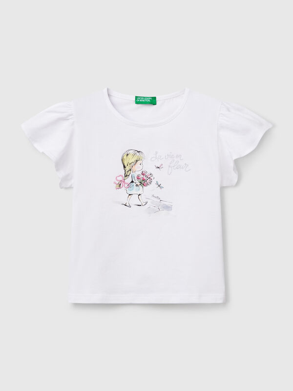 T-shirt avec imprimé et broderie Filles
