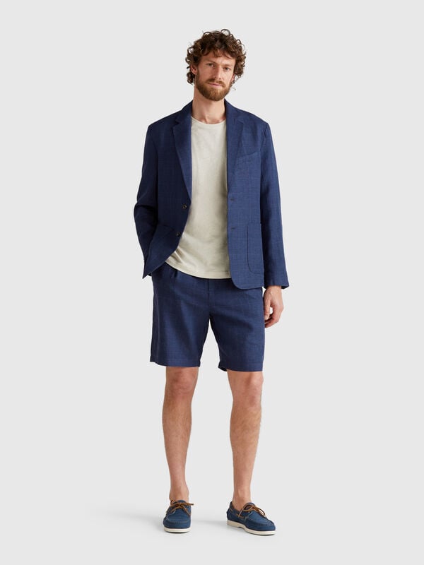 Short rayé en lin mélangé Homme