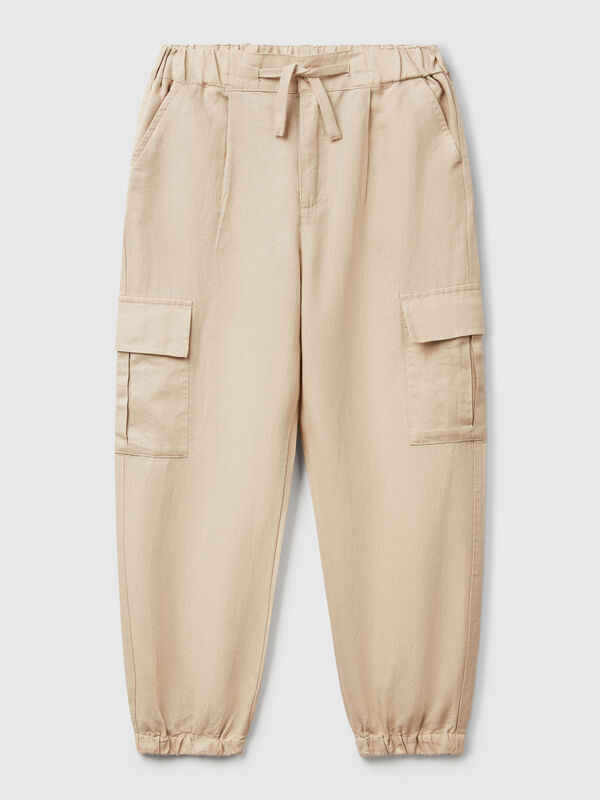Pantalon cargo en lin mélangé Filles