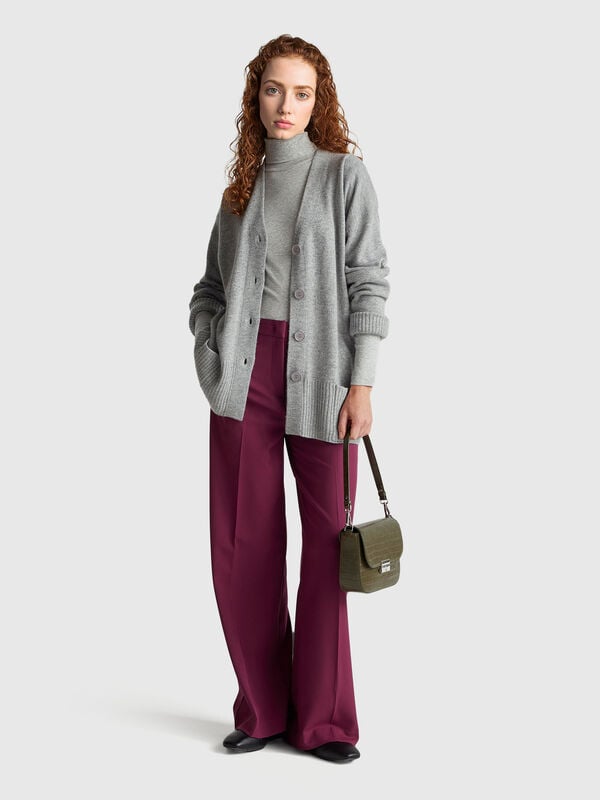 Cardigan oversize en laine mélangée Femme