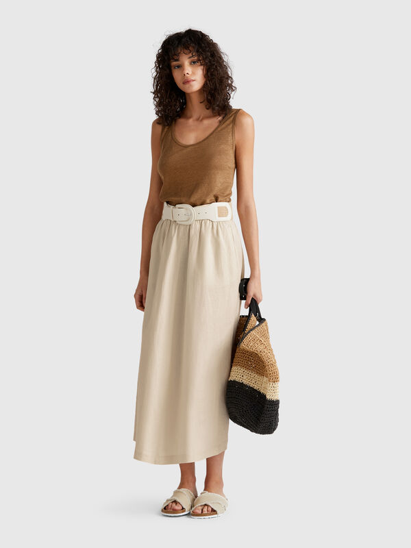 Jupe longue en pur lin Femme