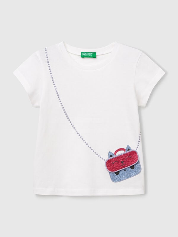 T-shirt avec imprimé et application Filles