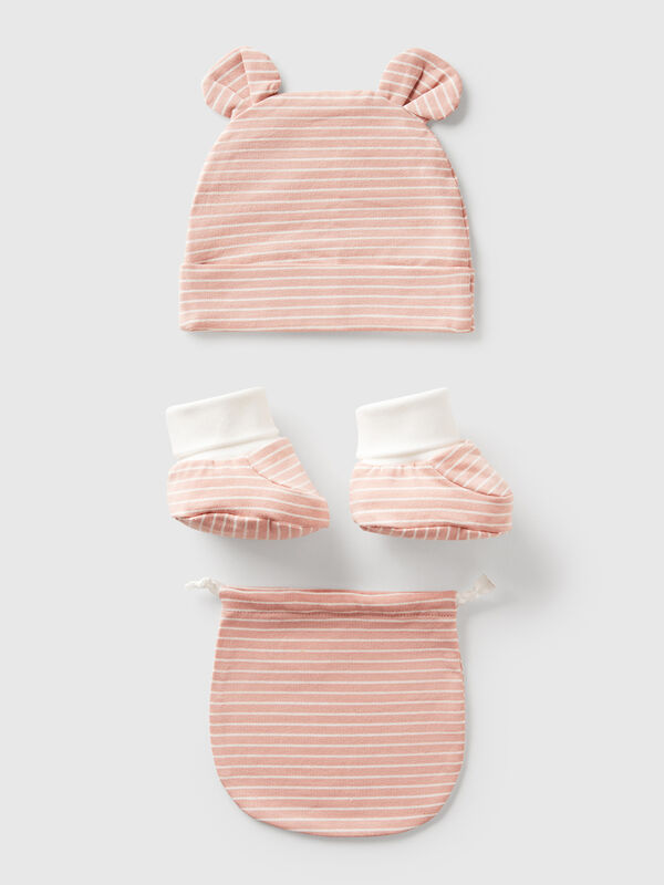 Casquette et pantoufles rayées Naissancede