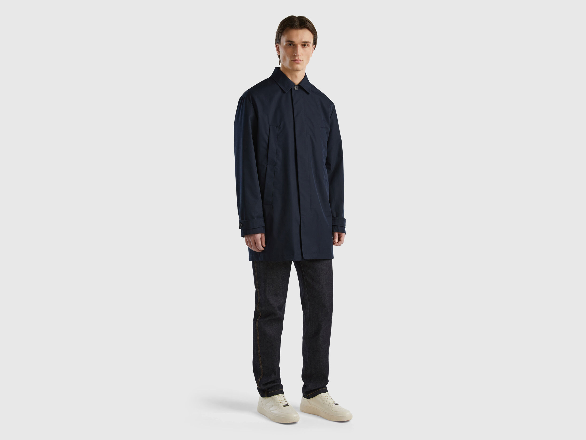 Manteau doubl boutonnage simple Bleu Fonc Benetton