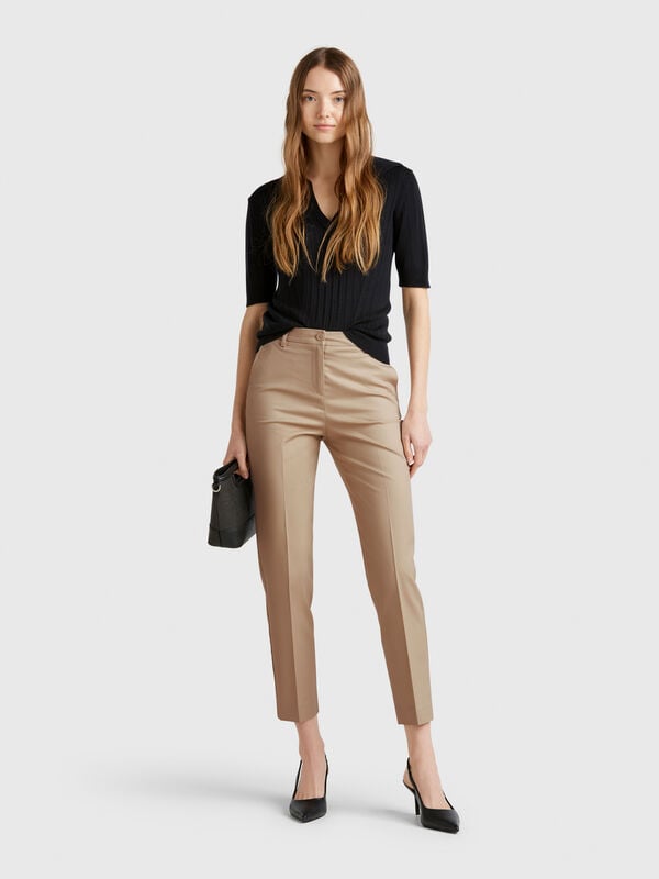 Pantalon chino en coton stretch Femme
