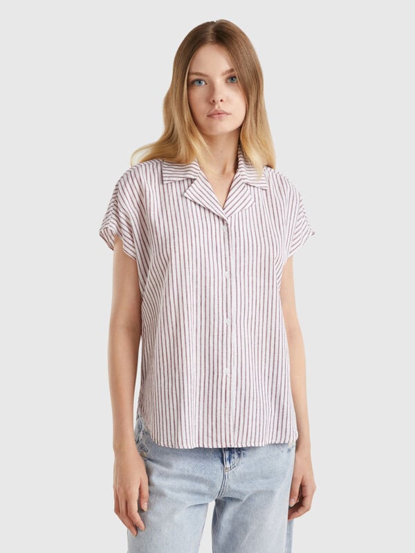 Chemise rayée à manches courtes Femme