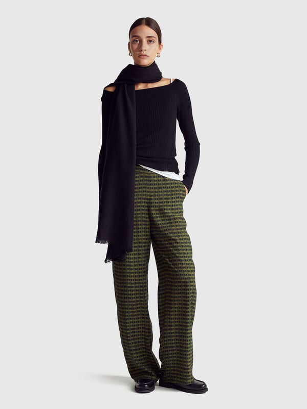 Pantalon droit à imprimé graphique Femme