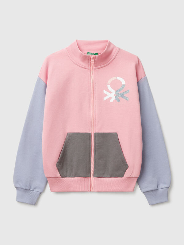 Sweatshirt avec fermeture éclair et col montant Filles
