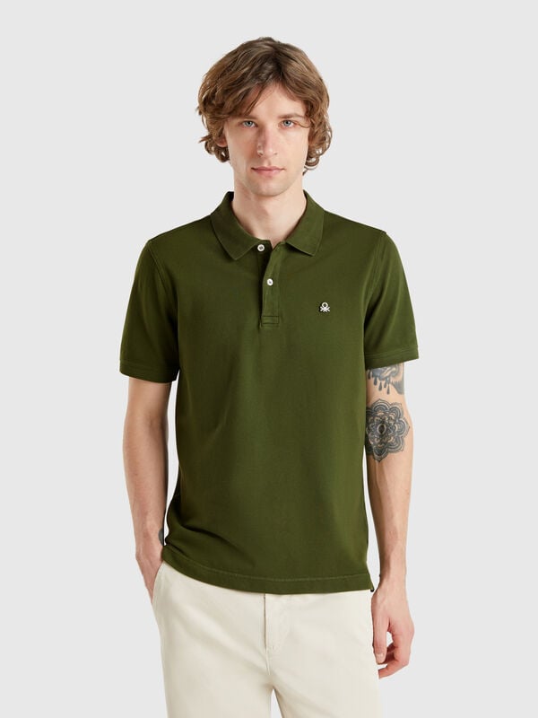 Polo ajusté vert olive Homme