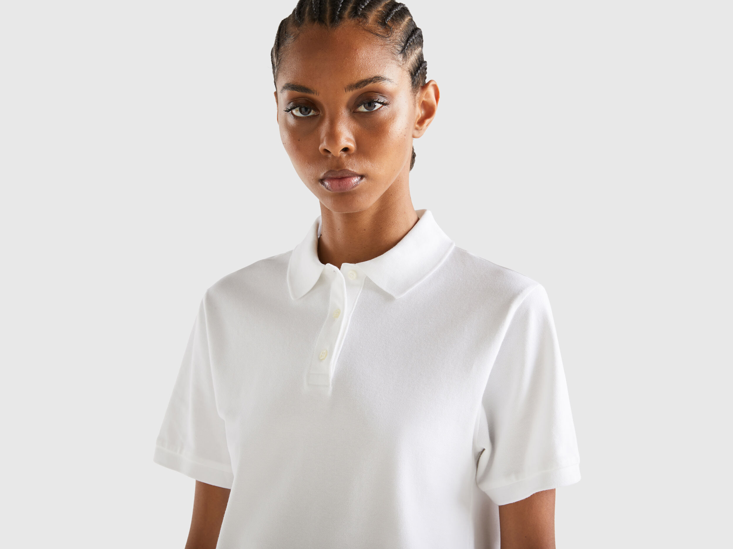Polo en coton bio stretch Blanc Benetton