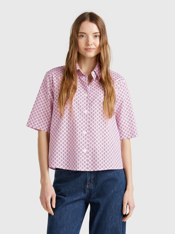 Chemise à motifs en coton léger Femme