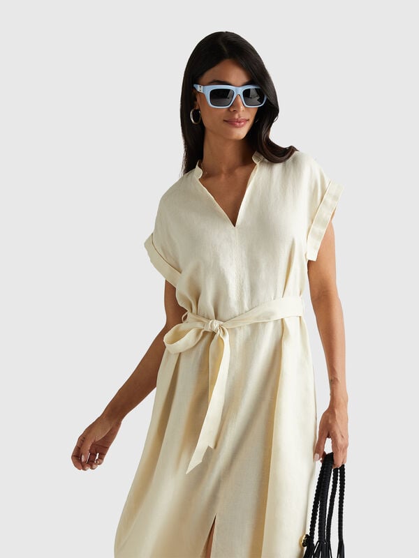 Robe 100% lin avec ceinture Femme