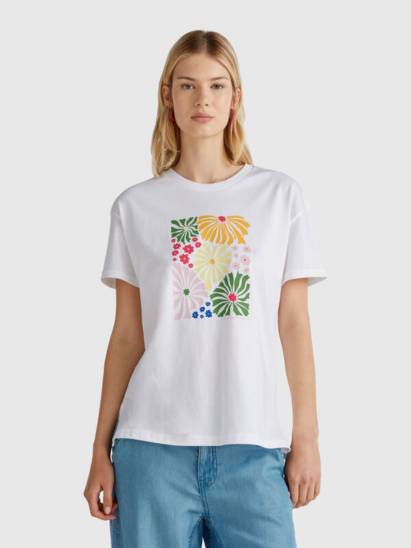 T-shirt régulier avec imprimé fleuri Femme