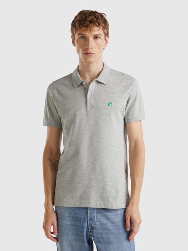 Polo ajusté gris chiné Homme