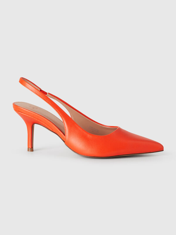 Escarpin corail à talon Femme