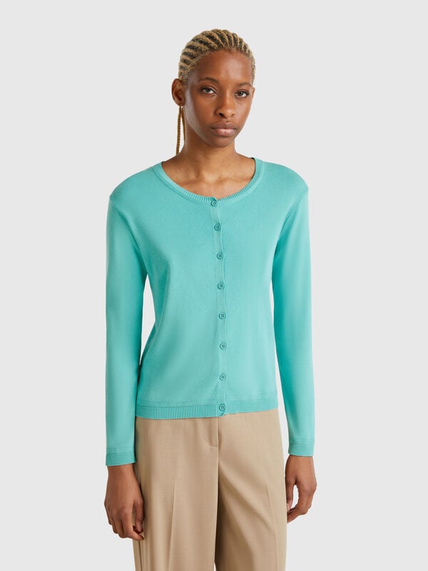 Gilet à col rond en pur coton Femme