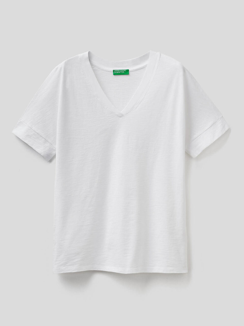 T-shirt avec col en V 100% coton image number 1
