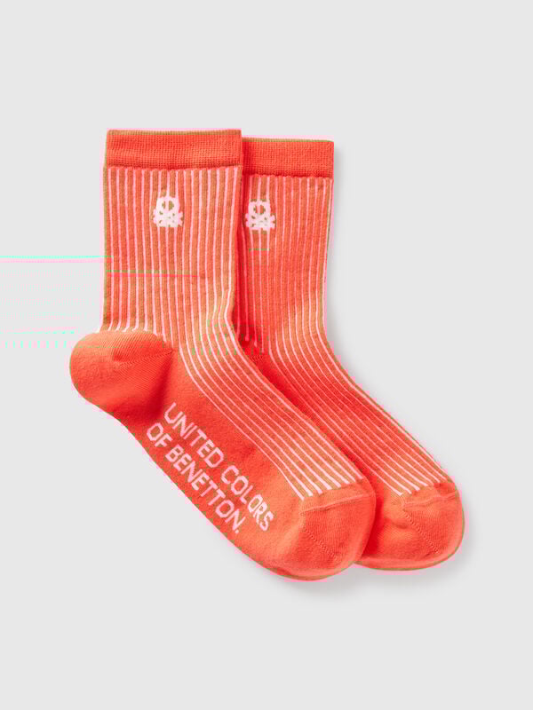 Chaussettes rayées orange
