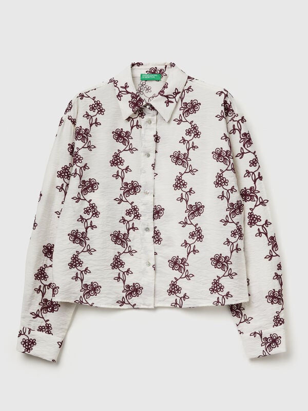 Chemise avec broderie de fleurs Femme