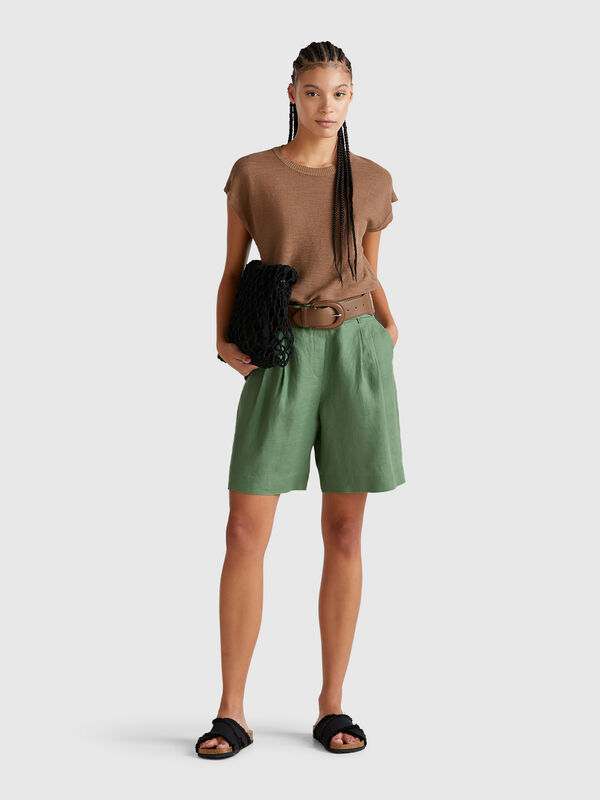 Bermuda 100% lin Femme