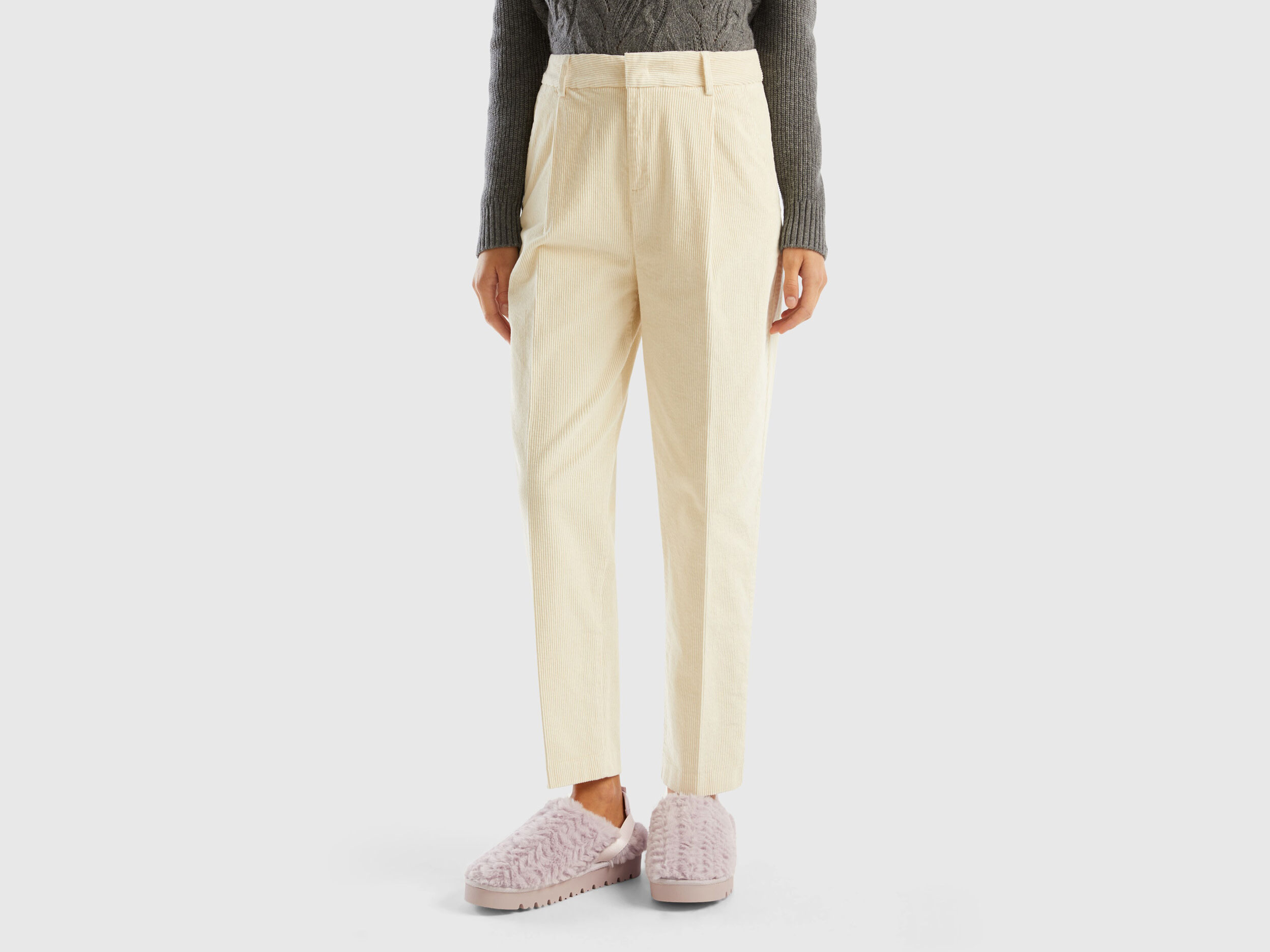 Pantalon velours creme femme deals