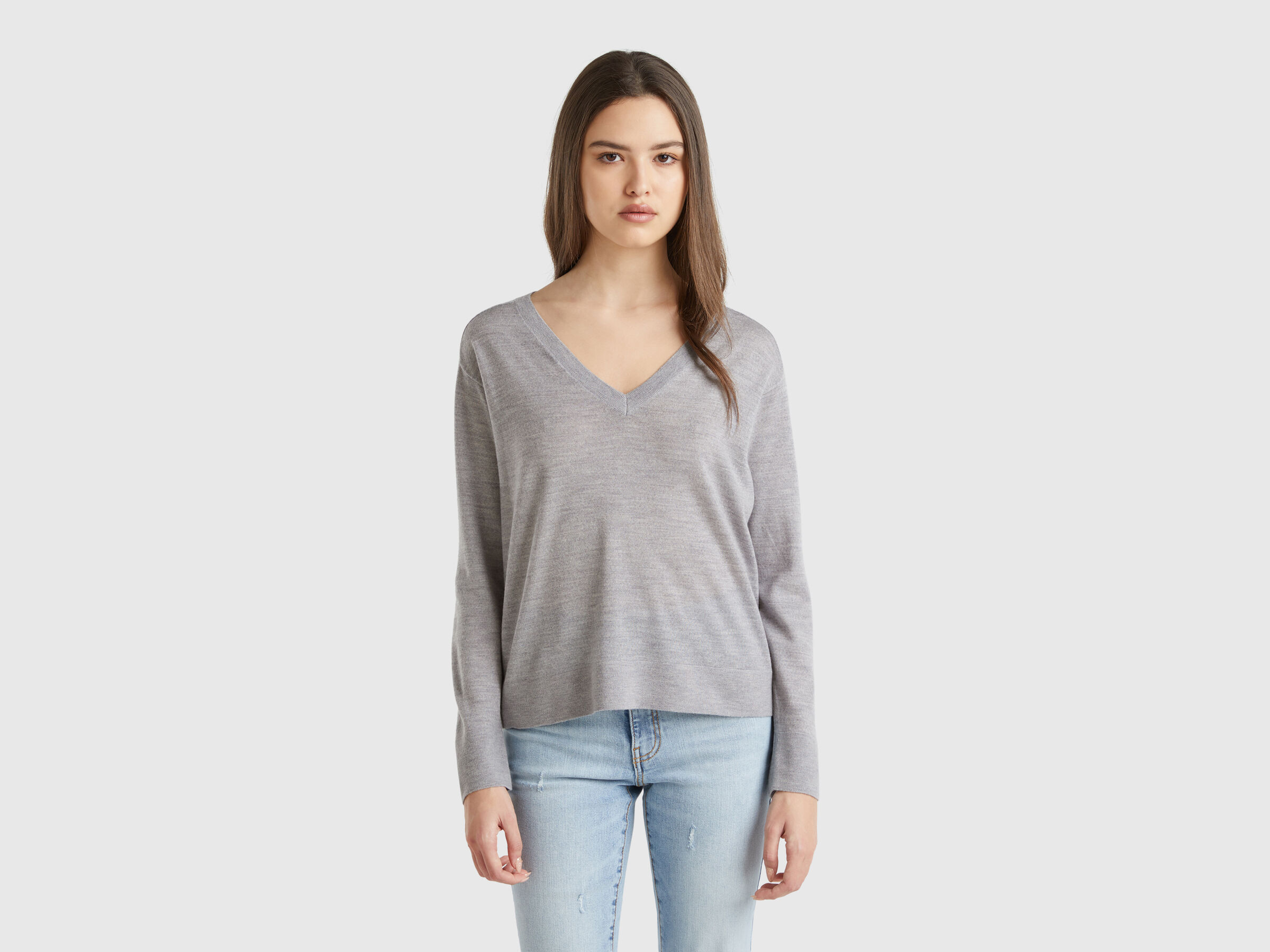 V NECK SWEATER L/S Femme image number 0
