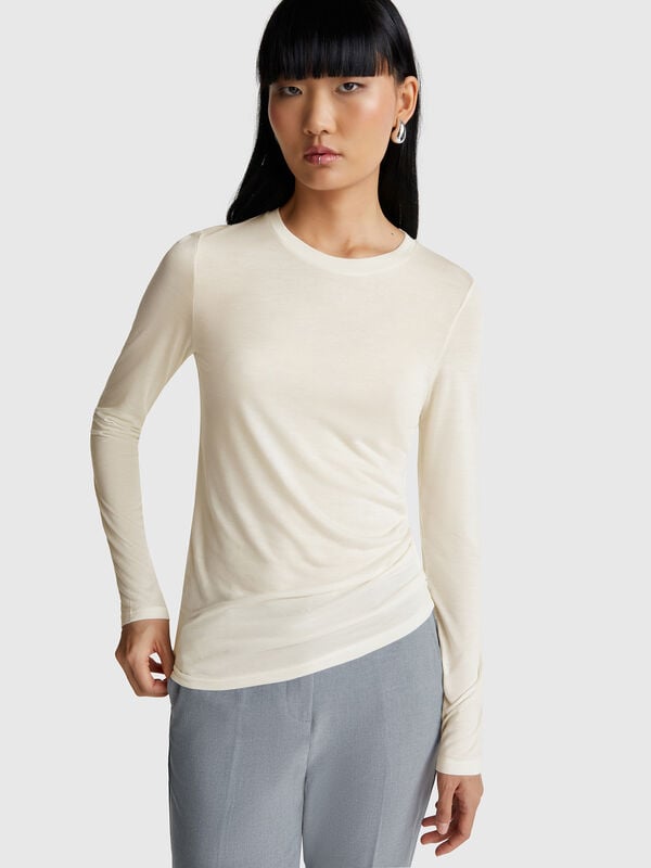 T-shirt en mélange viscose et cachemire T-shirt en mélange viscose et cachemire Femme