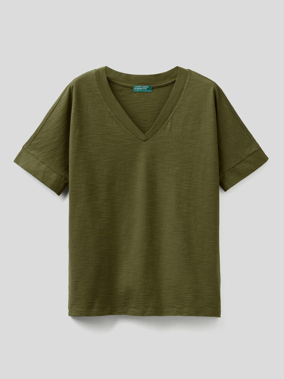 T-shirt avec col en V 100% coton image number 1