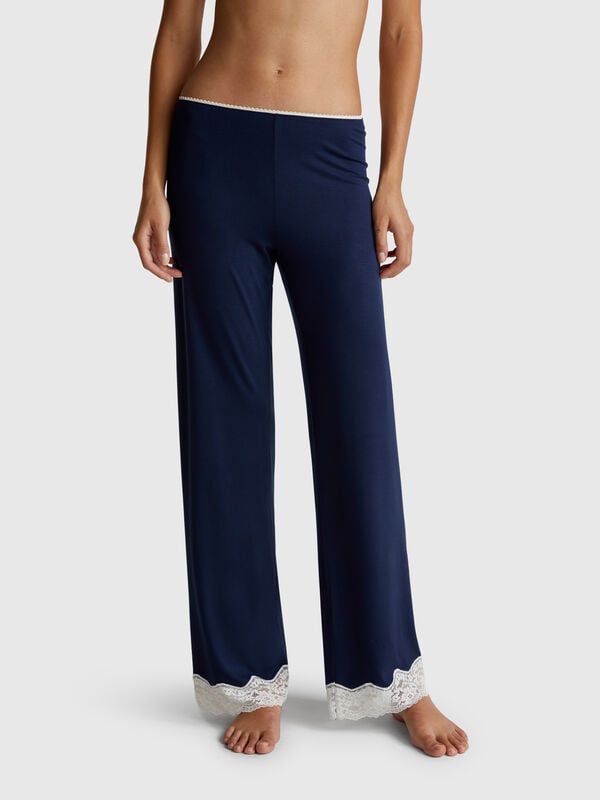 Pantalon fluide avec dentelle Femme