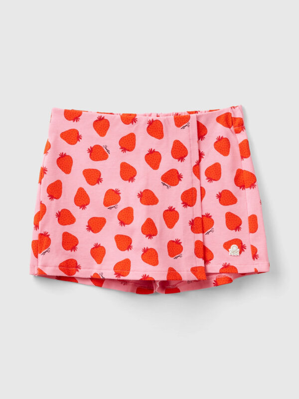 Jupe-culotte rose à motif fraise Filles