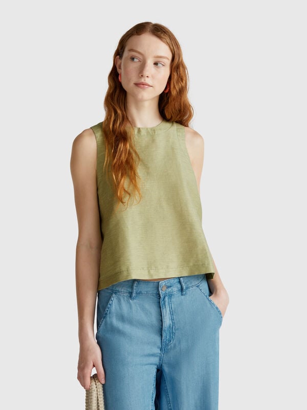 Blouse rayée en lin mélangé Femme