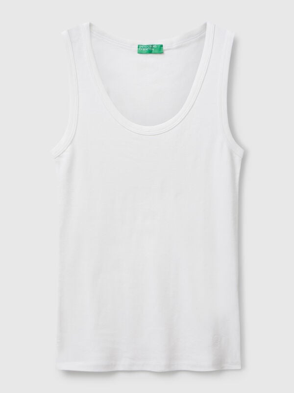 Débardeur blanc en pur coton Femme