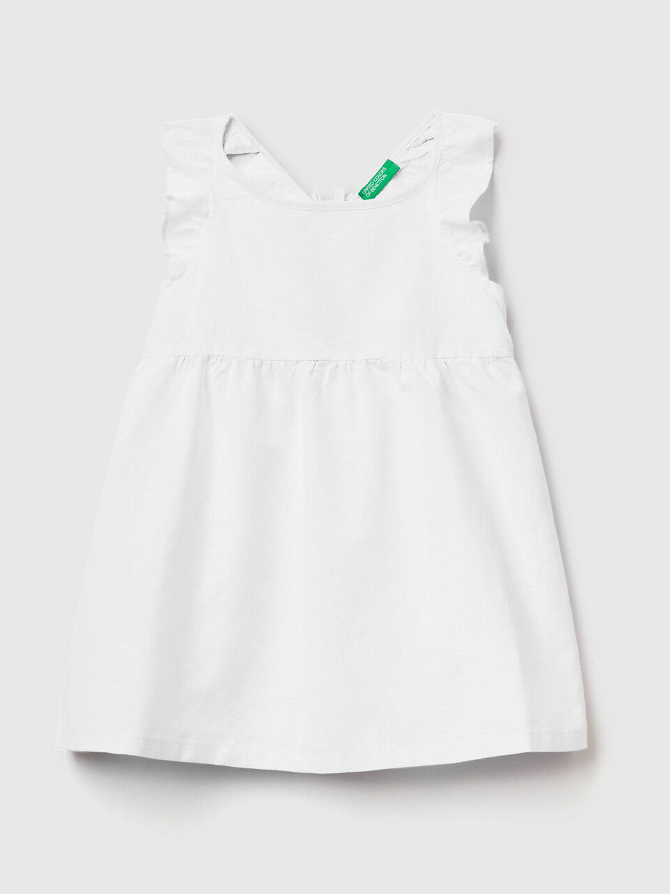 Robe à volant en lin mélangé