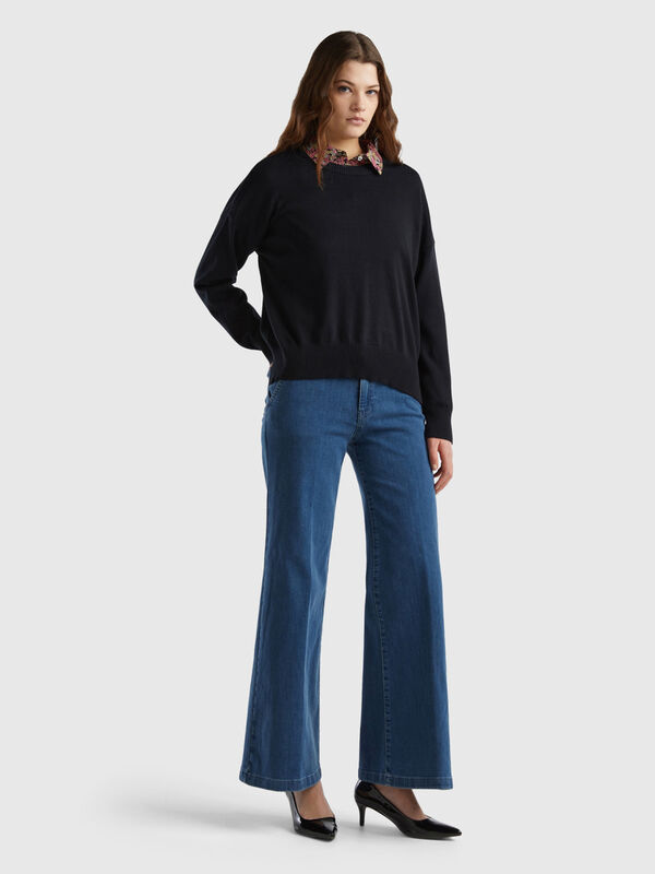 Jeans évasé en coton stretch Femme