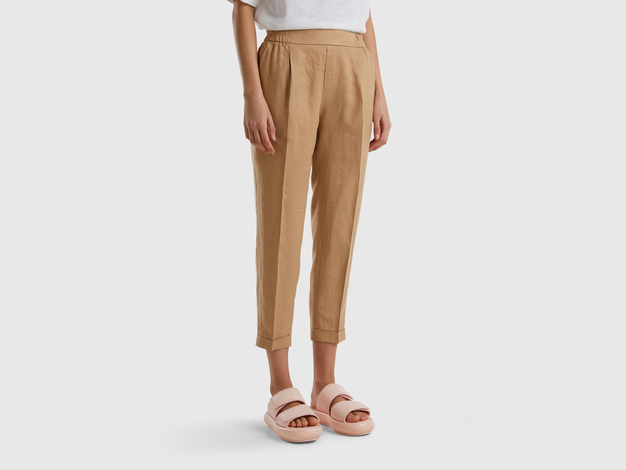 Pantalon cropped 100 lin Camel Benetton