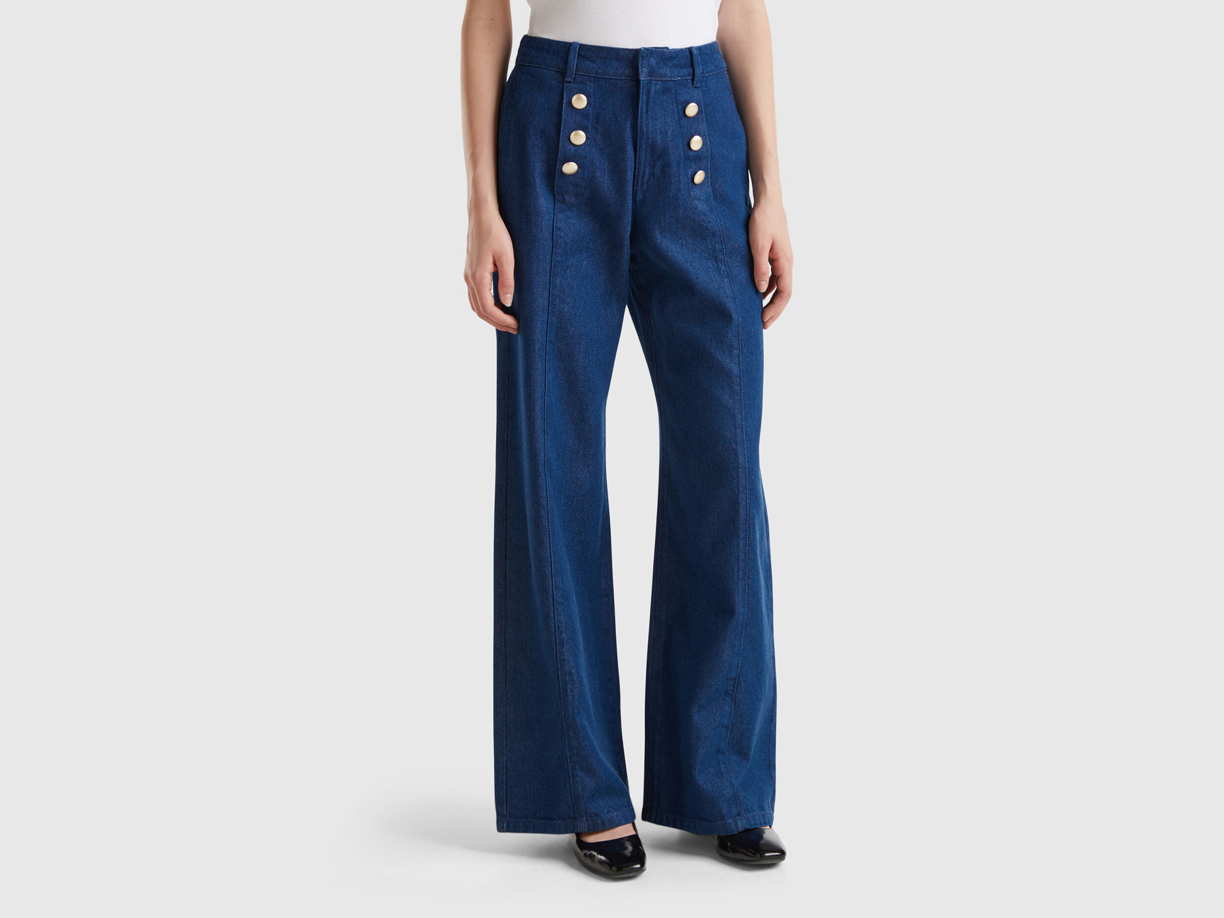Jeans coupe wide en viscose durable melangee Bleu Benetton